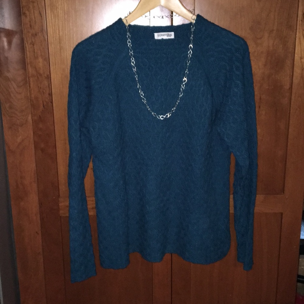 EUC ST. JOHN’S BAY teal cable knit pullover size L
